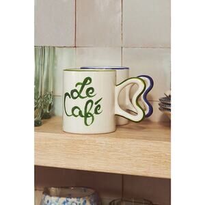 Anthropologie Harlie Brown Studio Belle Journée Stoneware Mug “ Le Cafe”